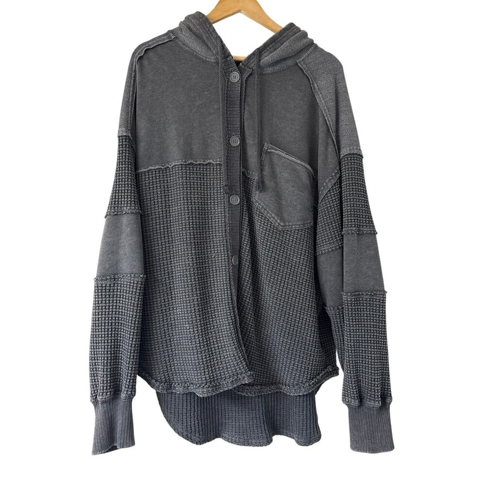 American Eagle Seriously Lived-In Gray Hoodie Shacket Jacket L/XL Oversized